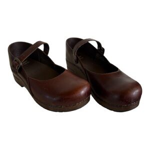 RARE!! Brown Leather Dansko Mary Jane Wedge Shoes